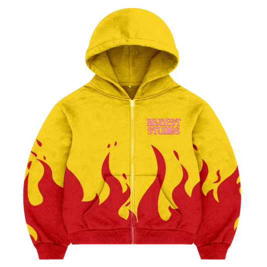 Bravest Studios Flame Yellow Zip Up Hoodie