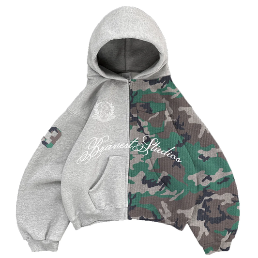 Bravest Studios Half Camo Zip Up Hoodie