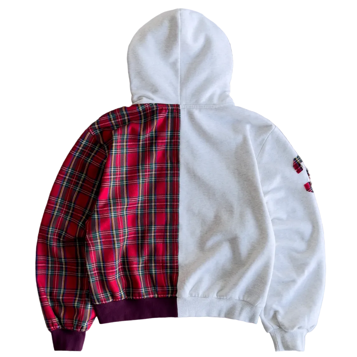 Bravest Studios Half Plaid Zip Up Hoodie