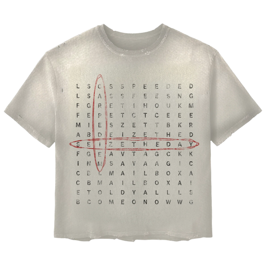 Carpe Diem Crossword White Tee