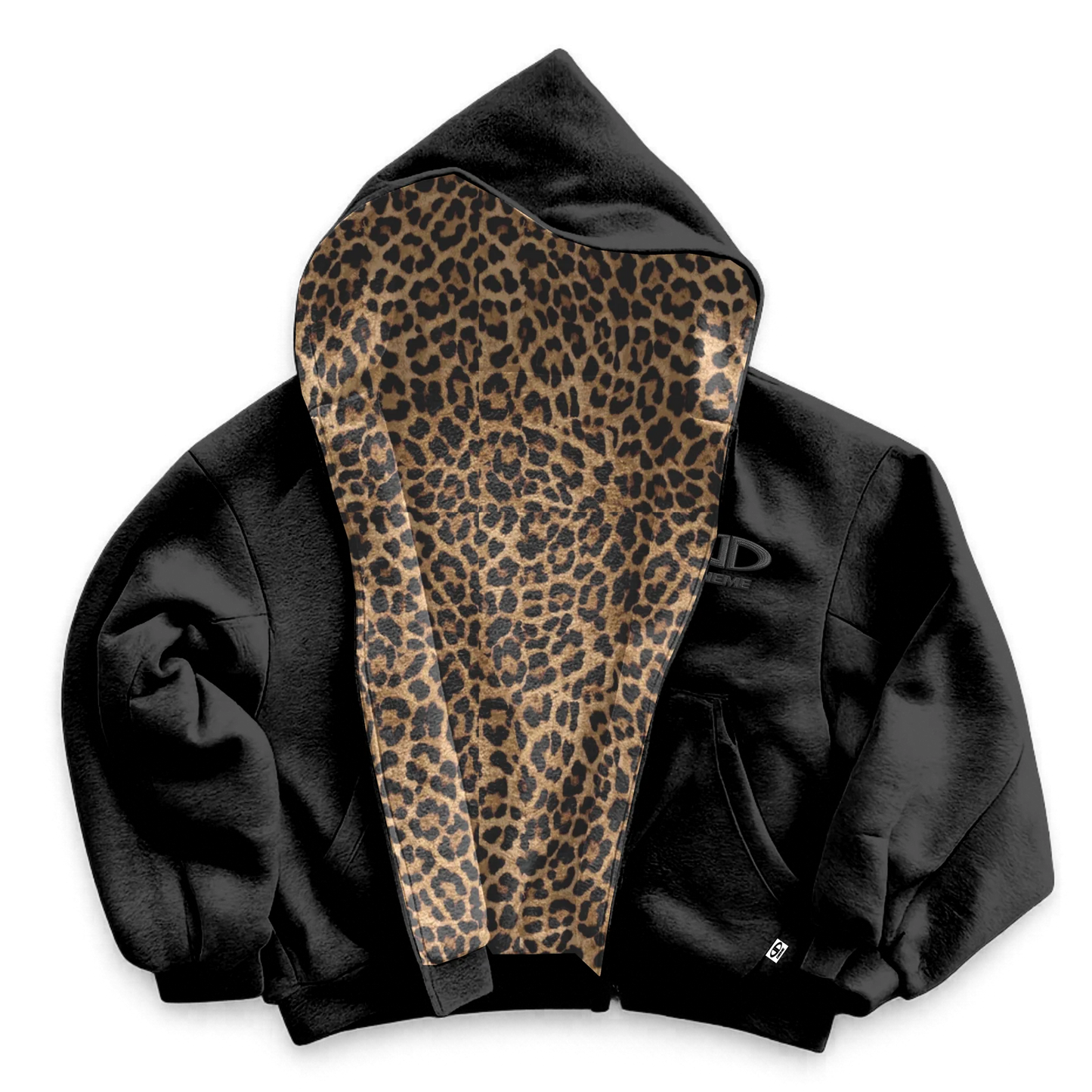 Carpe Diem Rosettes Reversible Black/Cheetah Zip Up Hoodie