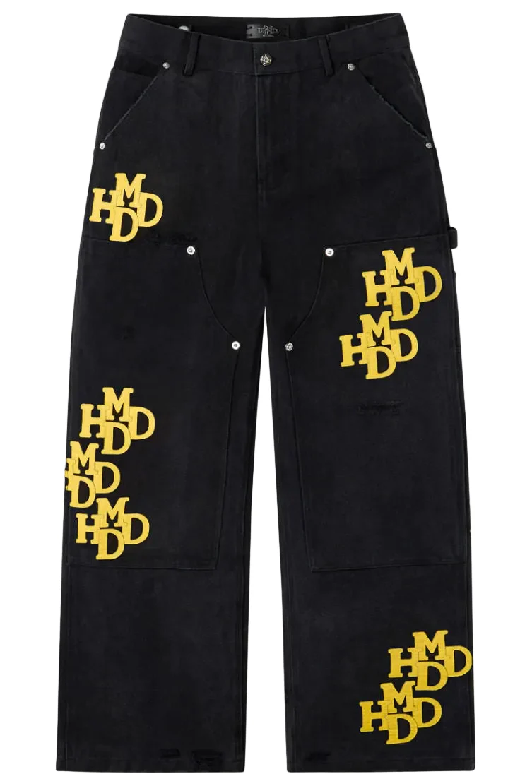 HMDD Patch Knee Black Carpenter Pants
