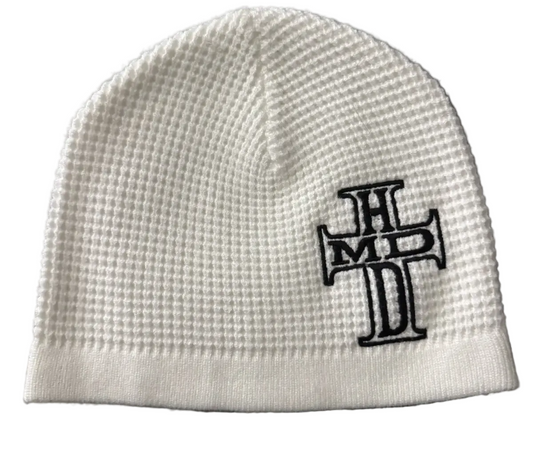 HMDD Cross White Thermal Beanie