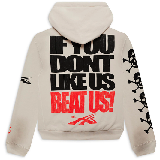 Hellstar If You Dont Like Us Beat Us White Hoodie