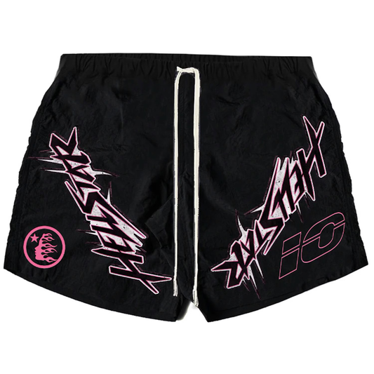 Hellstar Waxed Nylon Athletic Black Shorts