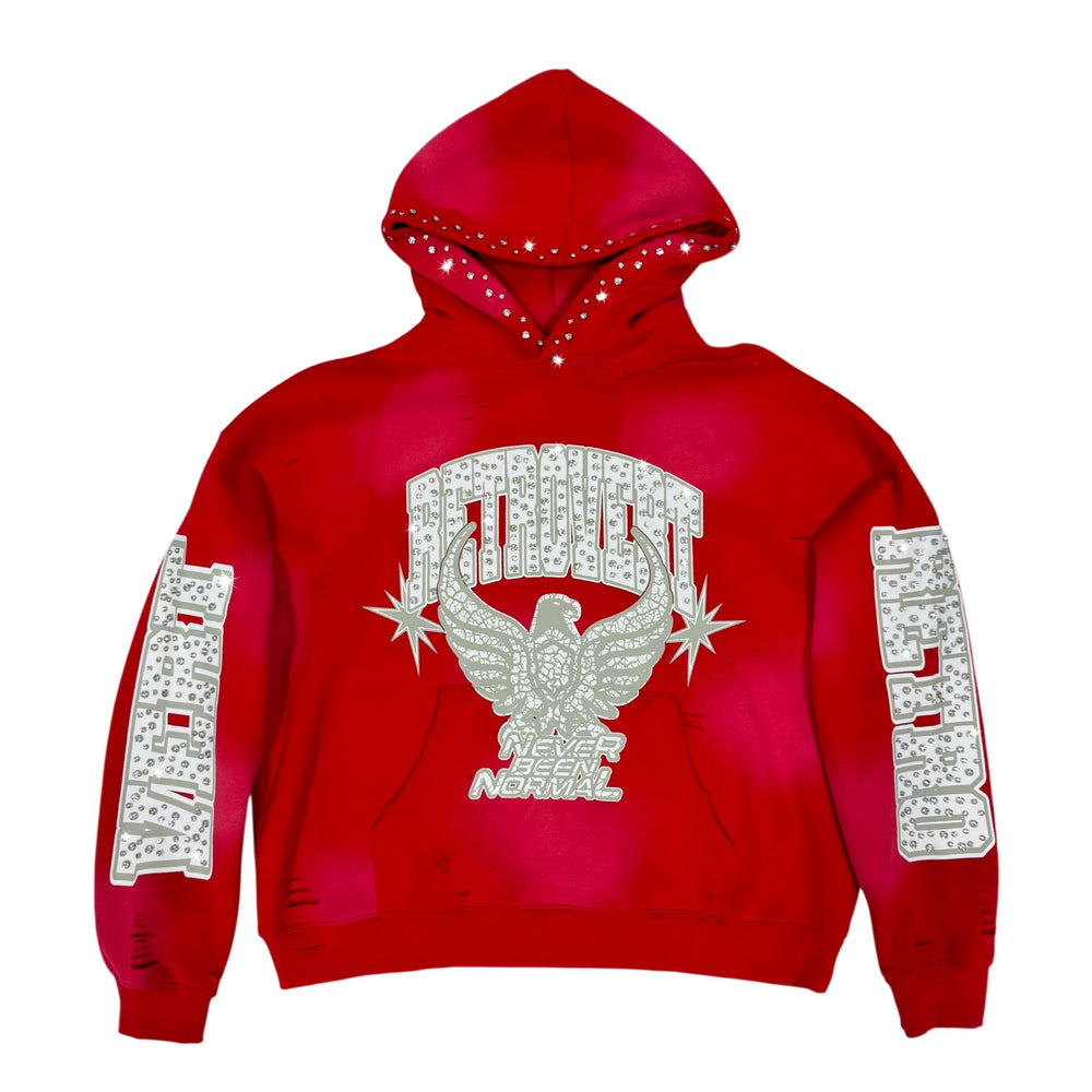 Retrovert Rhinestone Star Eagle Red Hoodie