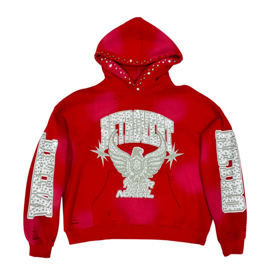 Retrovert Rhinestone Star Eagle Red Hoodie