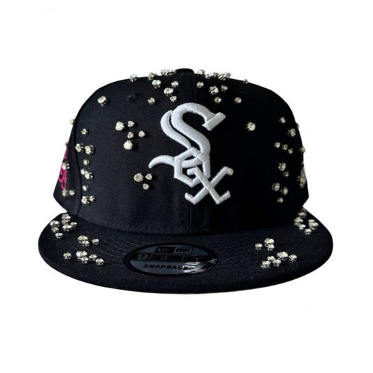 Retrovert Kitted Sox Rhinestone Black Snapback Hat