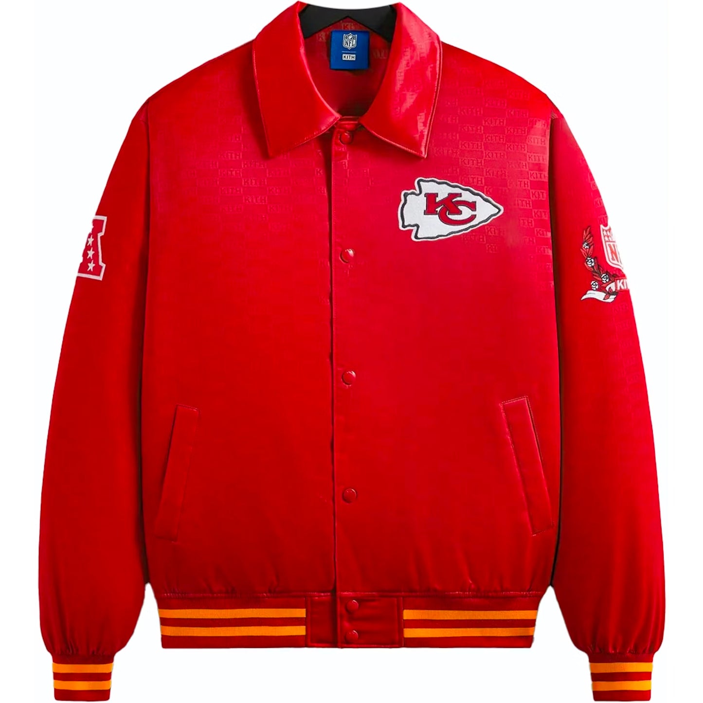 Kith x Kansas City Chiefs Red Satin Bomber Jacket