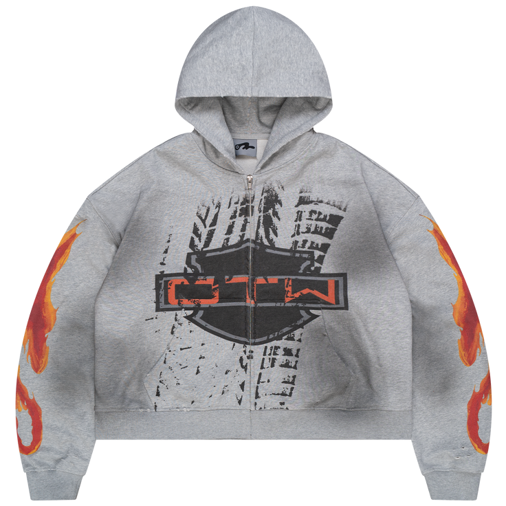 OTW Biker Grey Zip UP Hoodie