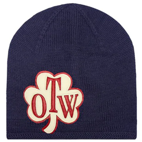 OTW Leather Patch Navy Beanie