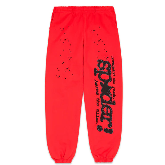 Sp5der Pink V2 Red Sweatpants