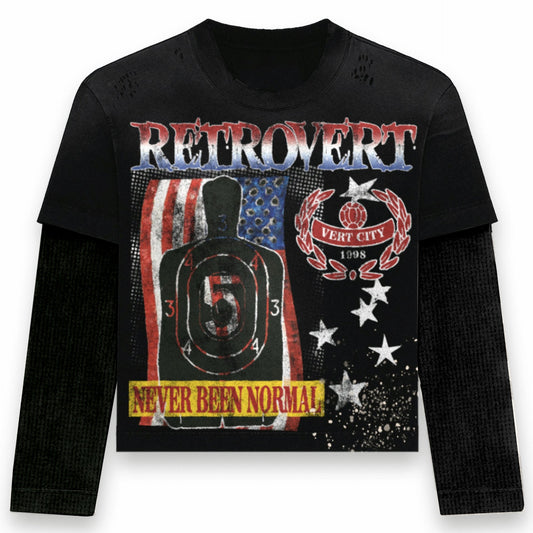 Retrovert USA Black Thermal Long Sleeve Shirt