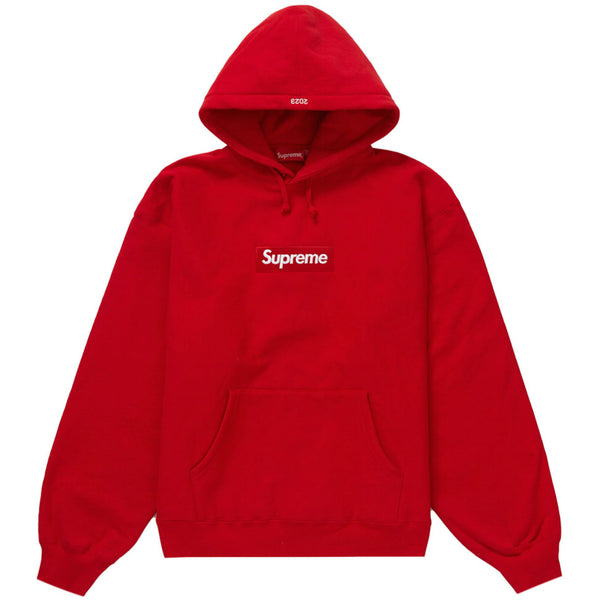 Red on red box logo sales hoodie