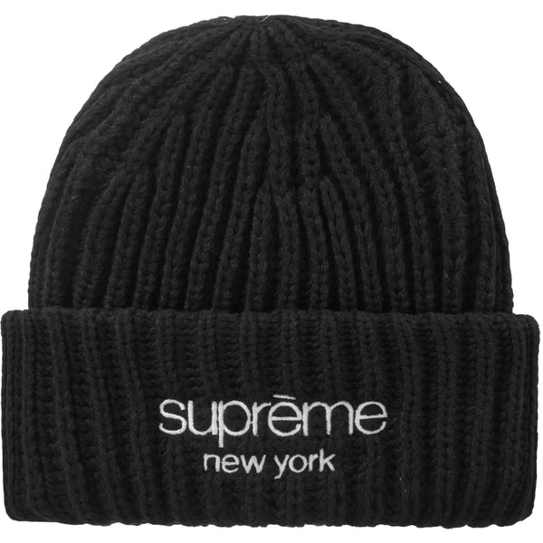 Supreme Classic Logo Chunky Ribbed Black Beanie