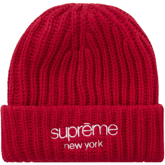 Supreme Classic Logo Chunky Ribbed Red Beanie