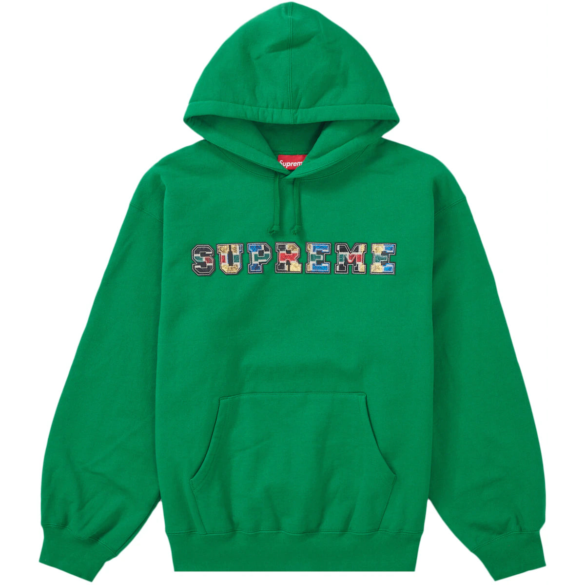 Supreme Collegiate Patchwork Leather Green Hoodie