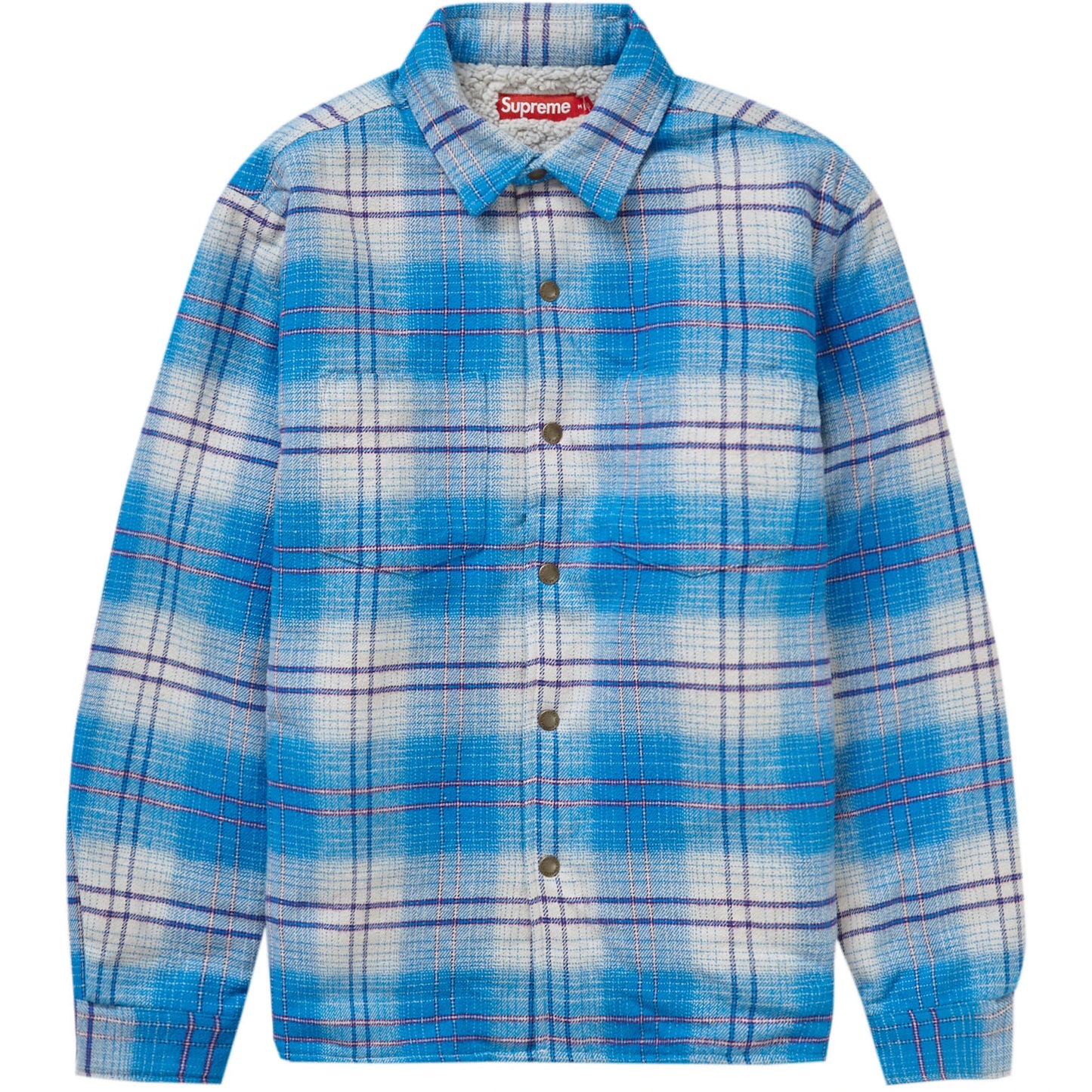 Supreme Lined Flannel Blue Snap Shirt