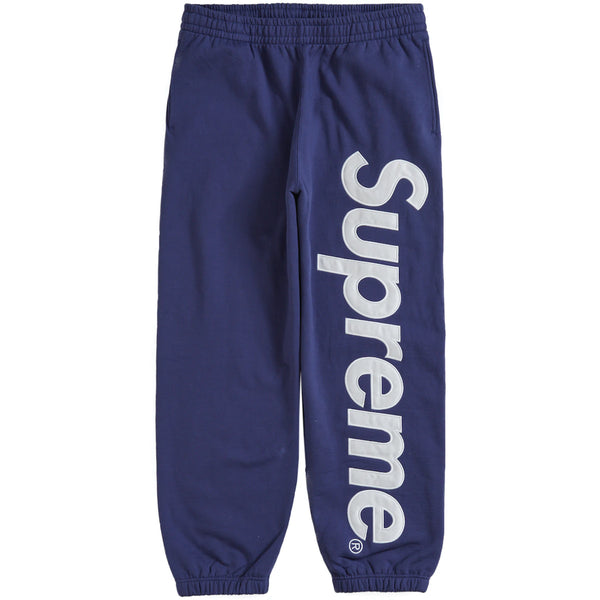 Supreme Satin Appliqué Washed Navy Sweatpants