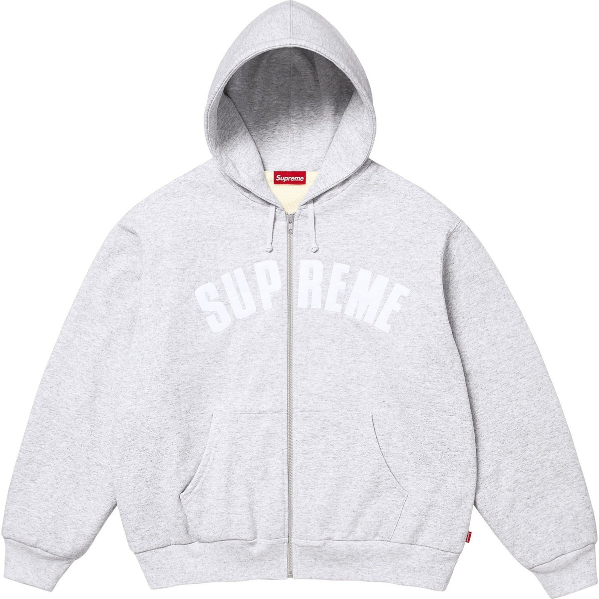 Supreme Arc Thermal Lined Ash Grey Zip Up Hoodie