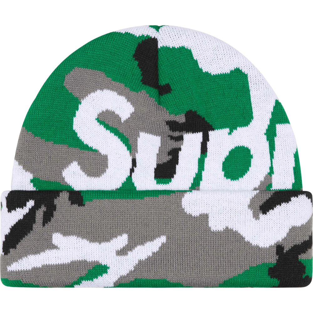 Supreme Big Logo Green Camo Beanie