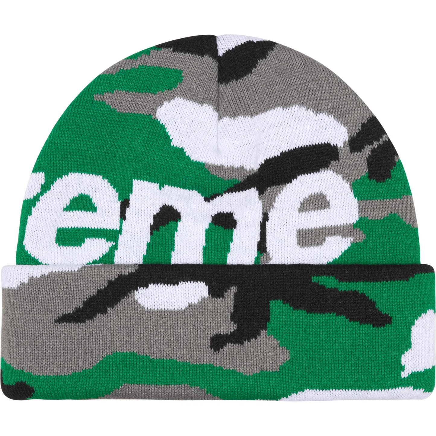 Supreme Big Logo Green Camo Beanie