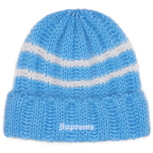 Supreme Brushed Stripe Bright Blue Beanie