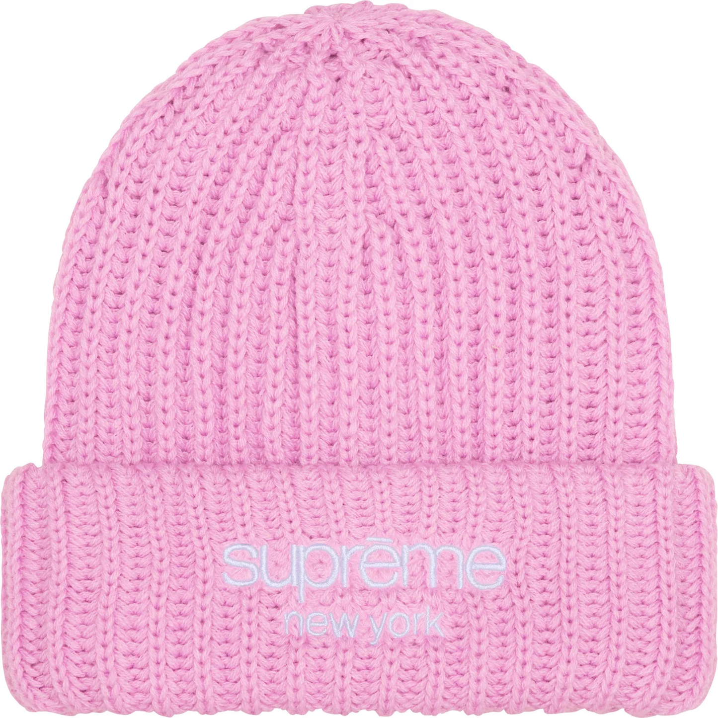 Supreme Chunky Ribbed Classic Logo Pink Beanie