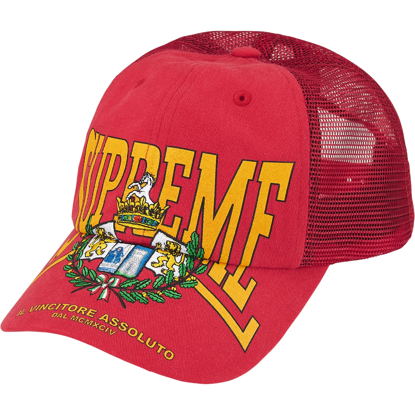 Supreme Crest Red Mesh Back 6-Panel Hat