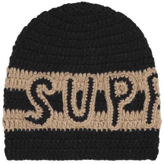Supreme Crochet Logo Black Beanie