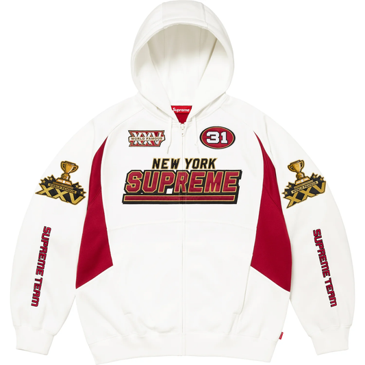 Supreme Football White Zip Up Hoodie
