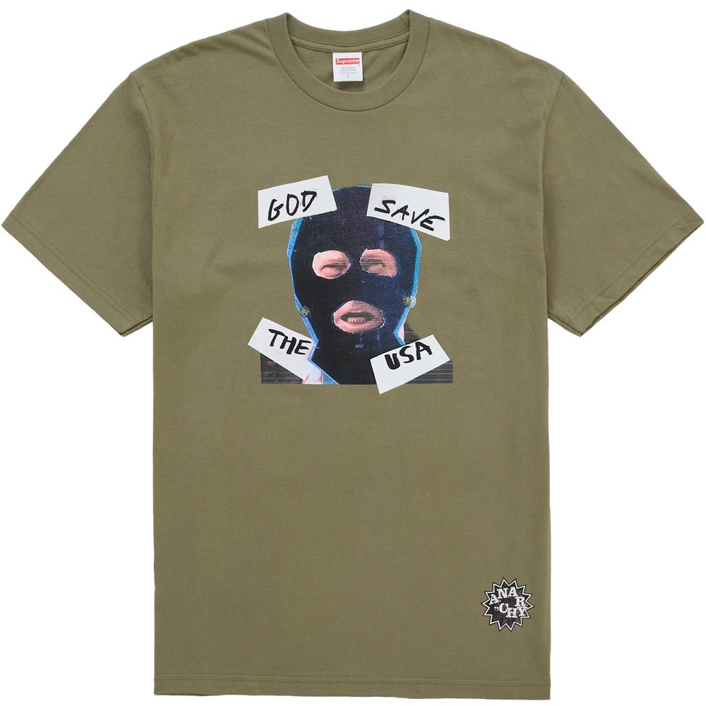 Supreme God Save Us Light Olive Tee