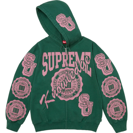 Supreme Knowledge Reigns Dark Green Zip Up Hoodie