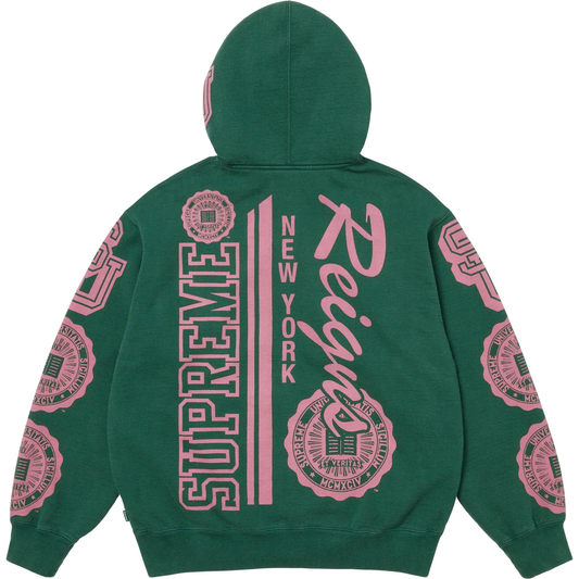 Supreme Knowledge Reigns Dark Green Zip Up Hoodie