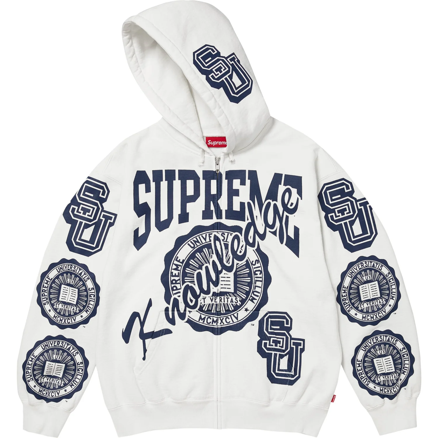 Supreme Knowledge White Zip Up Hoodie