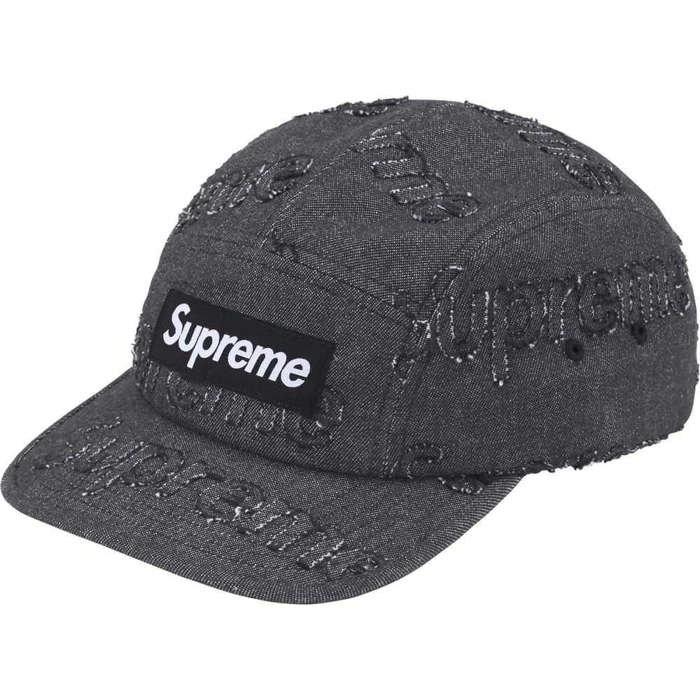 Supreme Lasered Denim Black Camp Cap