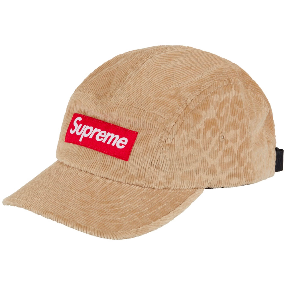 Supreme Leopard Beige Corduroy Camp Cap