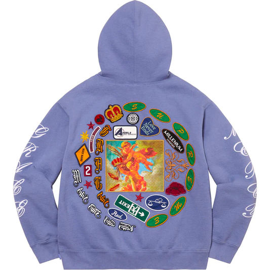 Supreme Patches Spiral Light Purple Hoodie