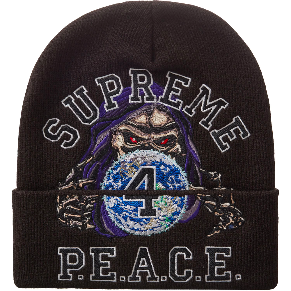 Supreme Peace Embroidered Black Beanie