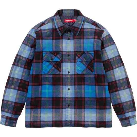 Supreme Quilted Plaid Blue Flannel Shirt