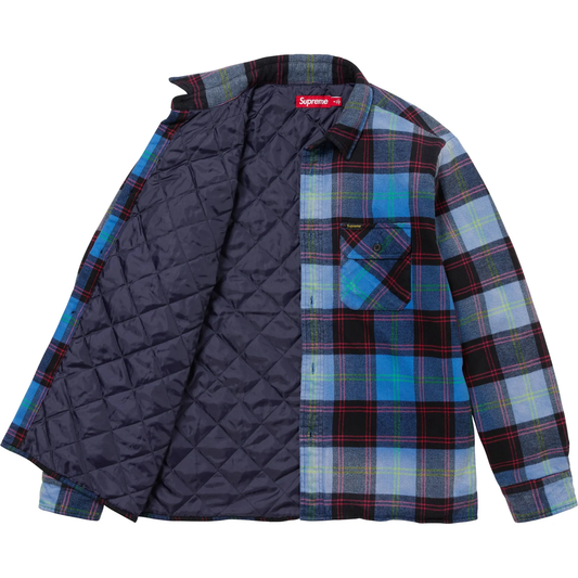 Supreme Quilted Plaid Blue Flannel Shirt