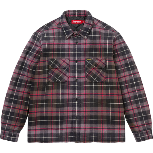 Supreme Quilted Plaid Grey Flannel Shirt