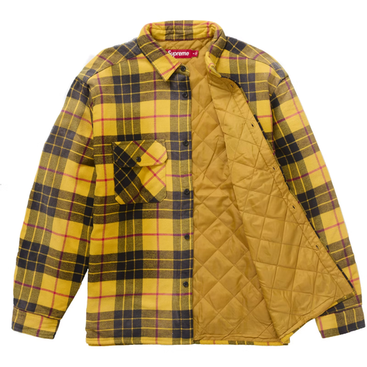 Supreme Quilted Plaid Yellow Flannel Shirt