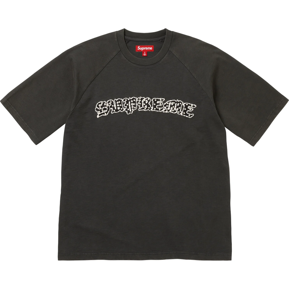 Supreme Rhinestone Raglan Black S/S Top