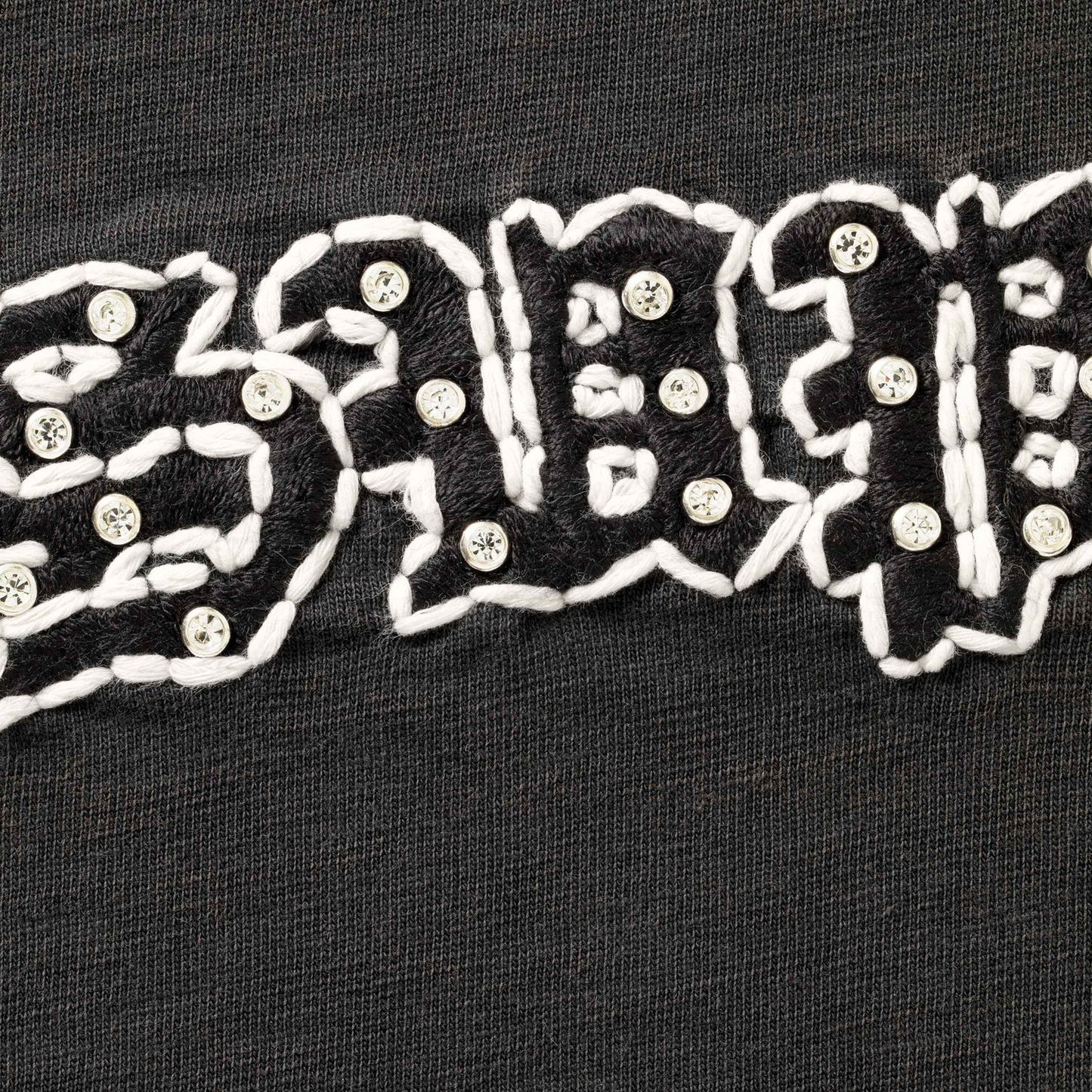 Supreme Rhinestone Raglan Black S/S Top