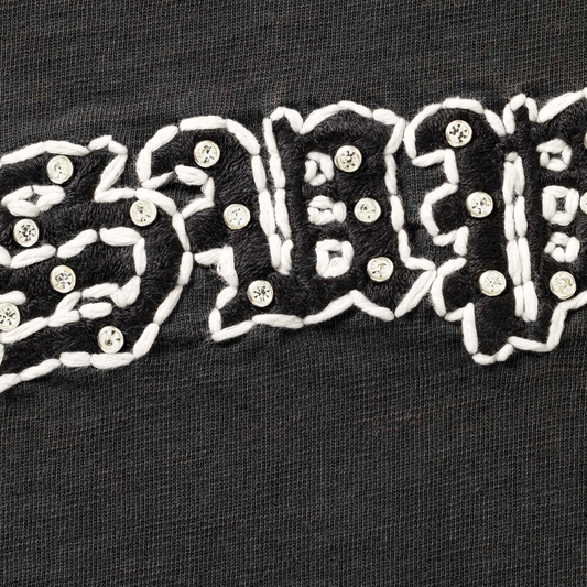 Supreme Rhinestone Raglan Black S/S Top