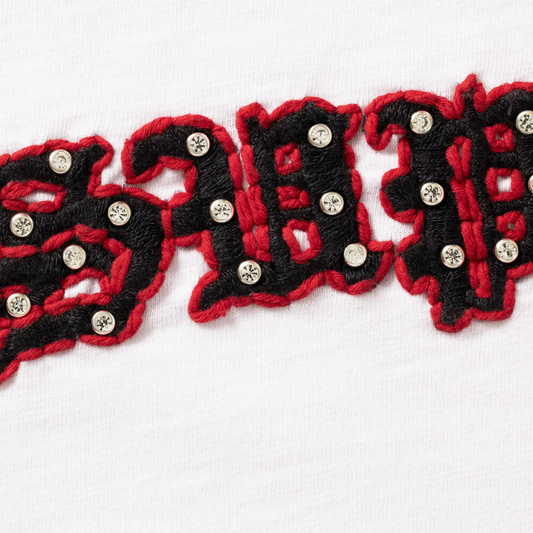 Supreme Rhinestone Raglan White S/S Top