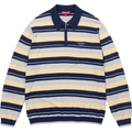 Supreme Stripe Zip Navy Long Sleeve Polo - WyCo Vintage, Kansas Supreme Stripe Zip Navy Long Sleeve Polo - WyCo Vintage, Kansas