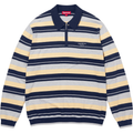 Supreme Stripe Zip Navy Long Sleeve Polo