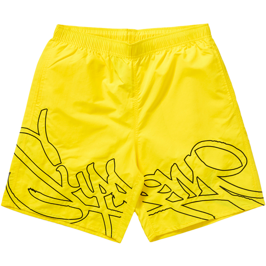 Supreme Tag Yellow Water Shorts